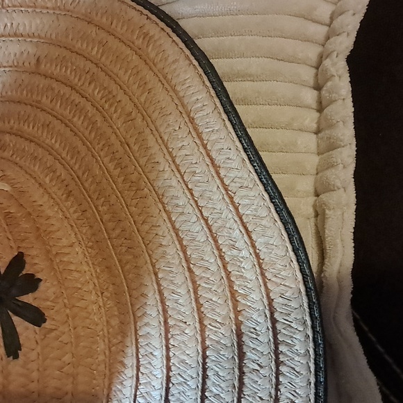 Stylish Boho Tan Floppy Straw Raffia Hat with Floral Accents Packable - Picture 7 of 8